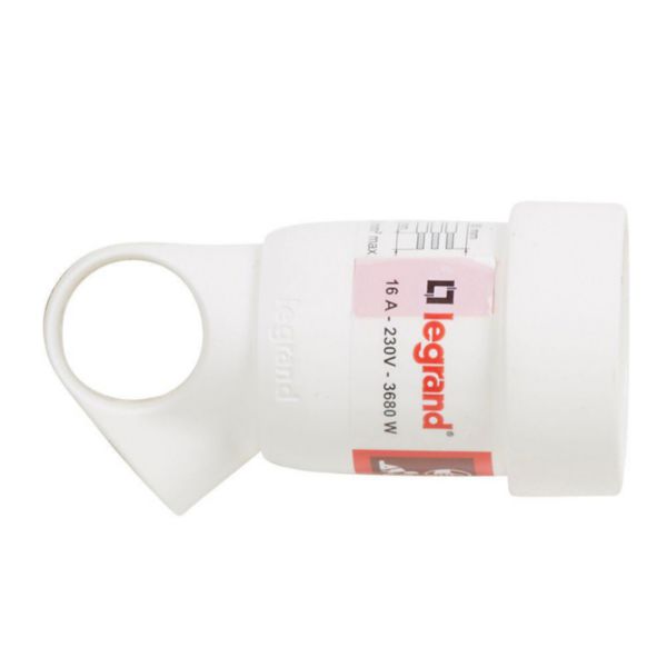 Prolongateur plastique 2P+T 16A à anneau avec étiquette avec Gencod - blanc