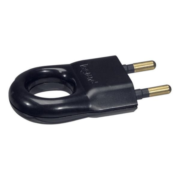 Fiche plastique 2P 6A avec anneau d'extraction - noir